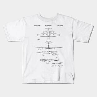 Bombing Airplane Patent Black Kids T-Shirt